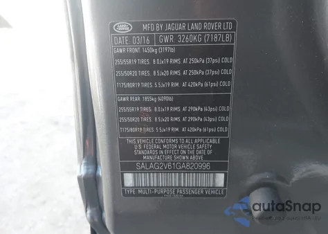 2016 Land Rover Lr4 z USA, uszkodzony, nr VIN SALAG2V61GA820996